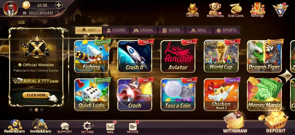 RoyalX777 Game interface