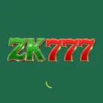 ZK777 game logo displayed in green and red stylized text on a dark green background.